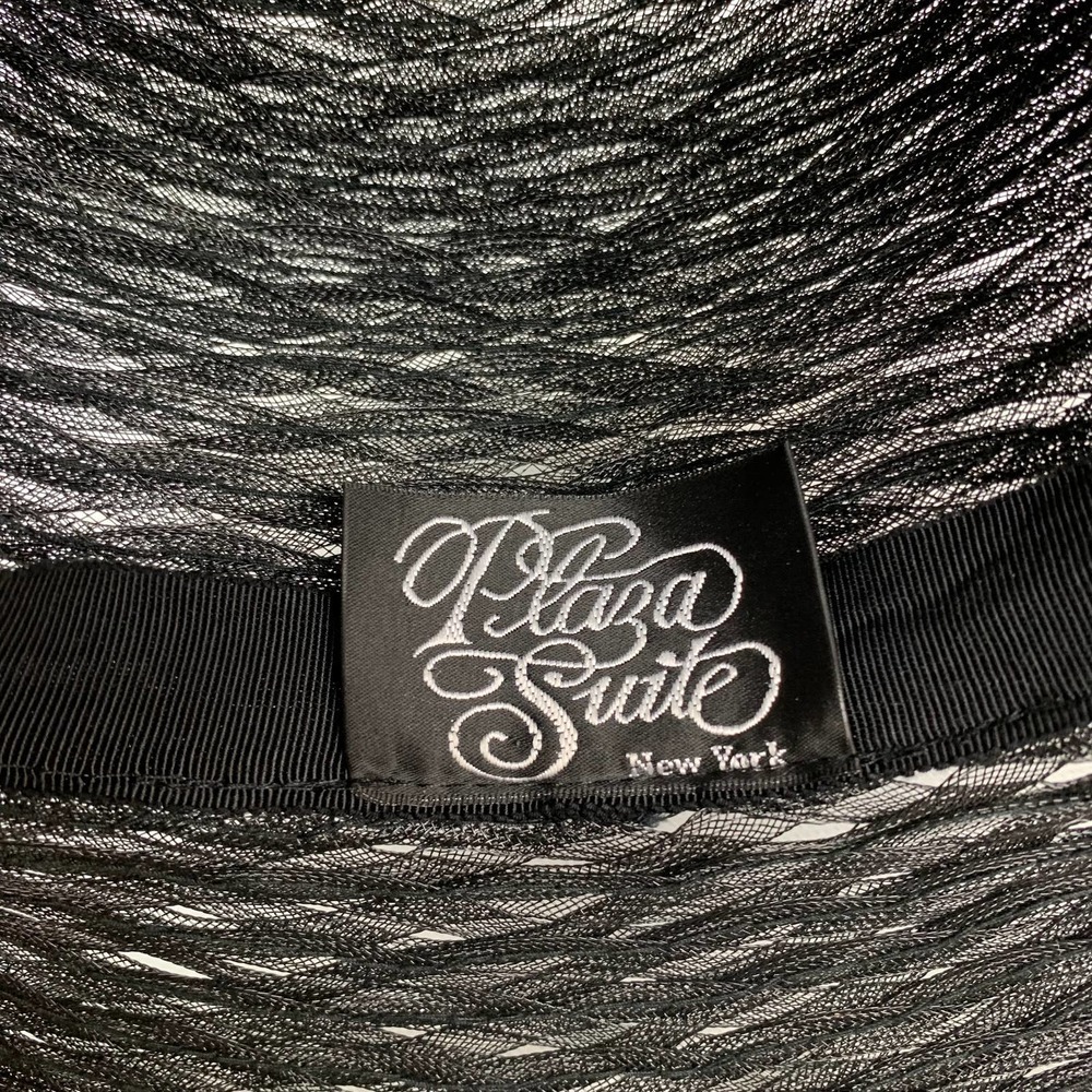 Vintage PLAZE SUITE NEW YORK glam black mesh hat with large bow - Picture 4 of 12